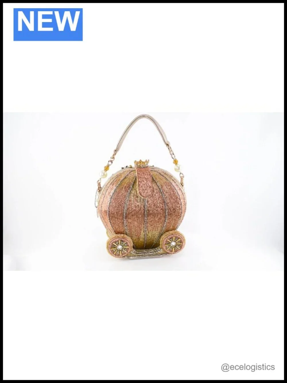 Mary Frances Dream Big Carriage Beaded Crossbody Bag Faux Leather